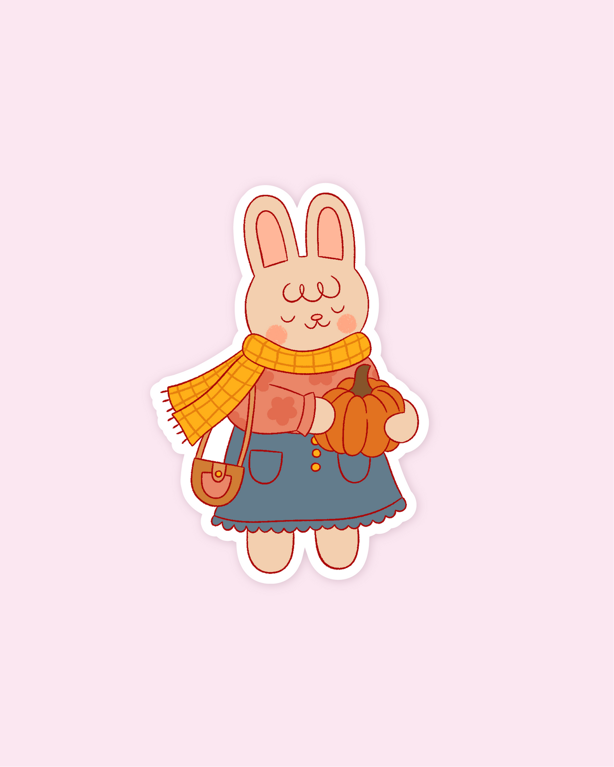 autumn bunny die cut sticker