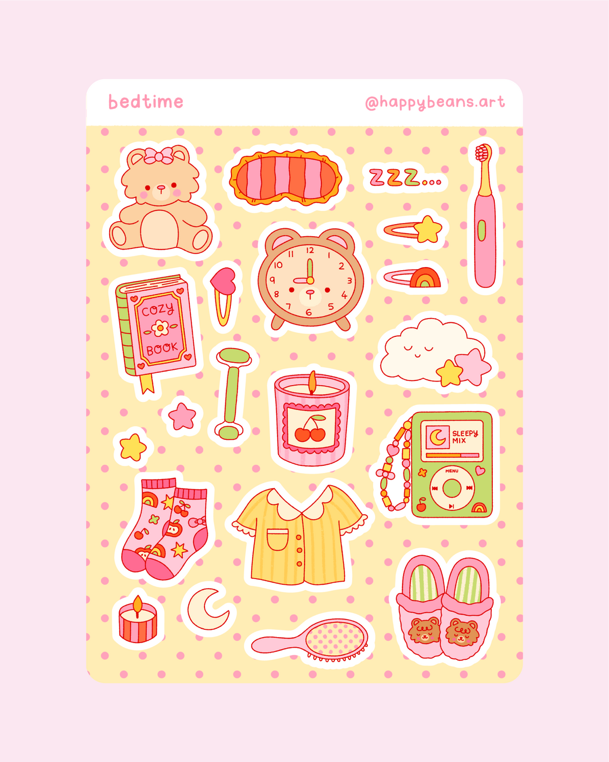 bedtime sticker sheet