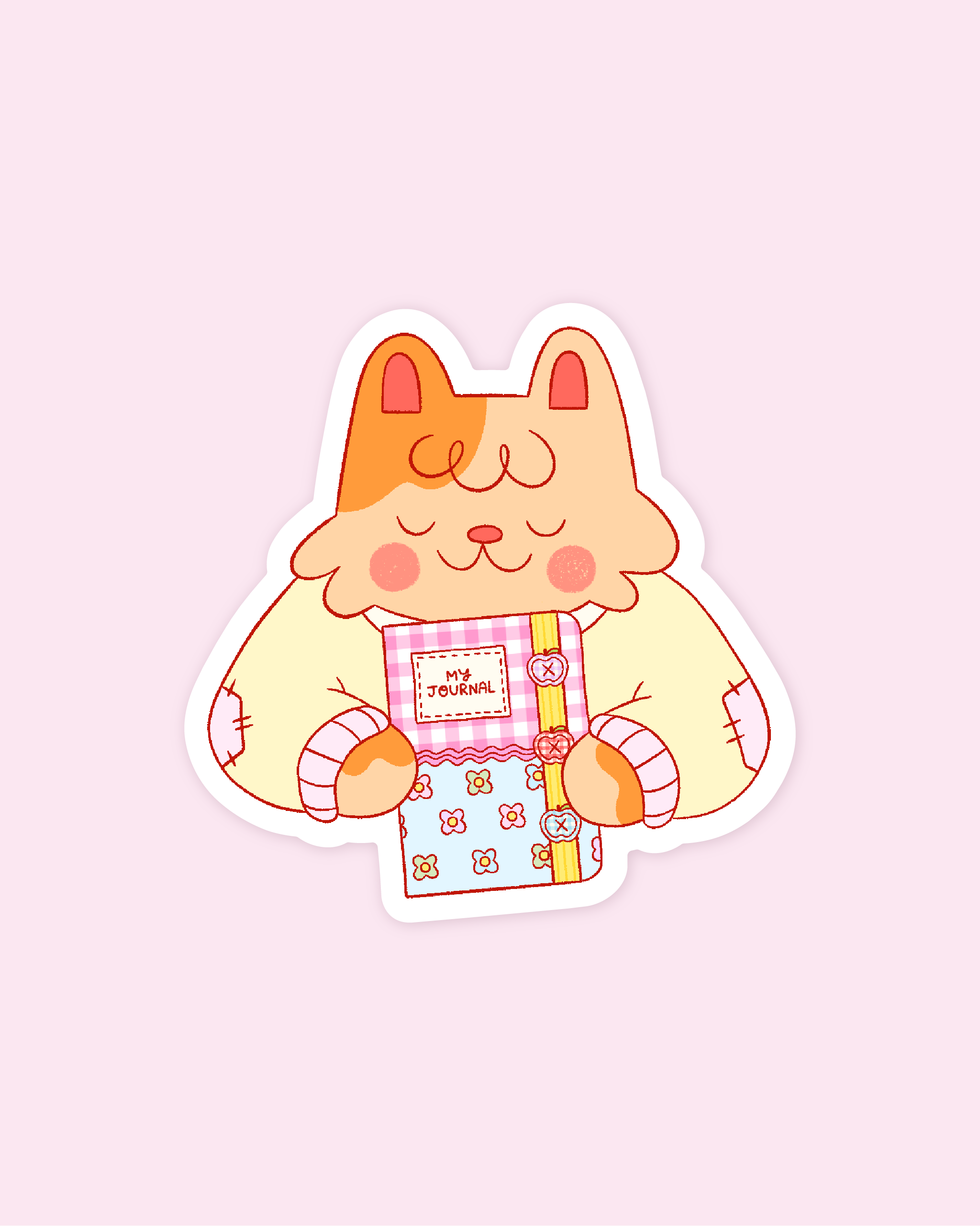 journal cat die cut sticker